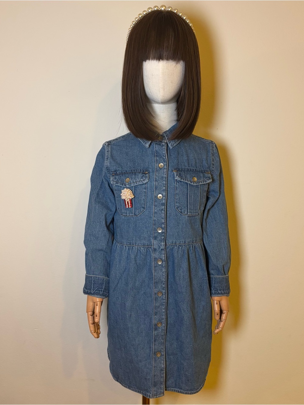 GAP Kids Denim Shirt Dress Size S (6-7) Blue 100% Cotton